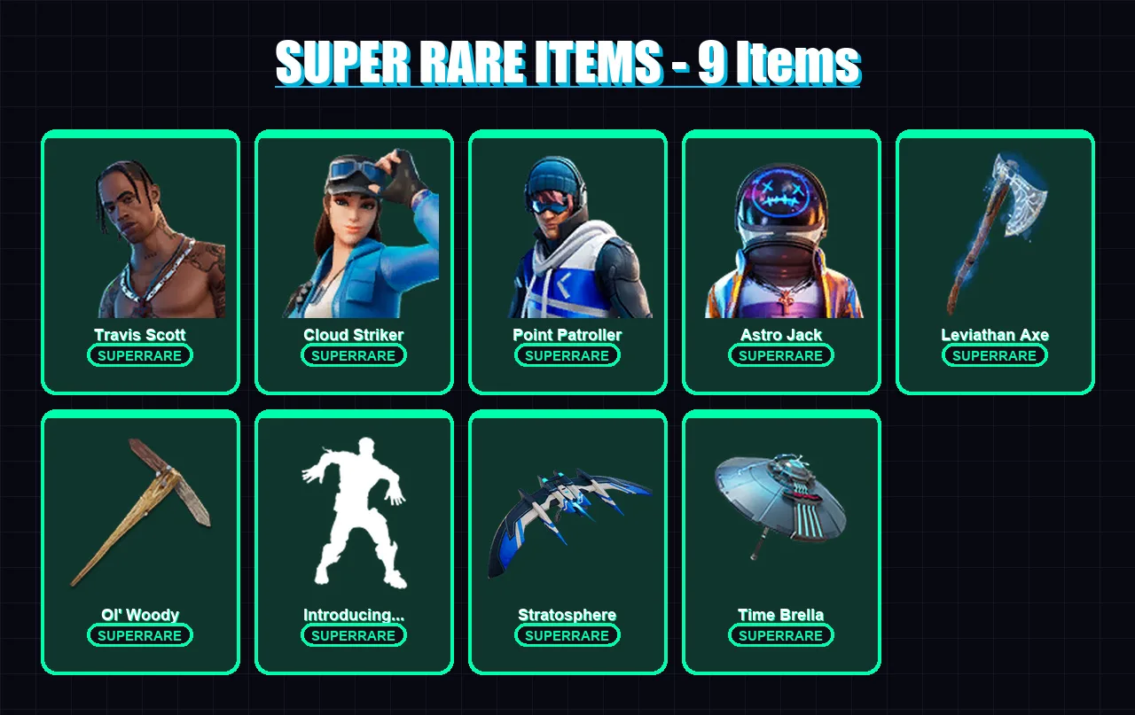 [PC] | Travis Scott | Cloud Striker | Point Patroller | Astro Jack | Backlash | 109 skin | 130 pickaxe | 137 emote | 109 glider | Lv2359 — Fortnite account