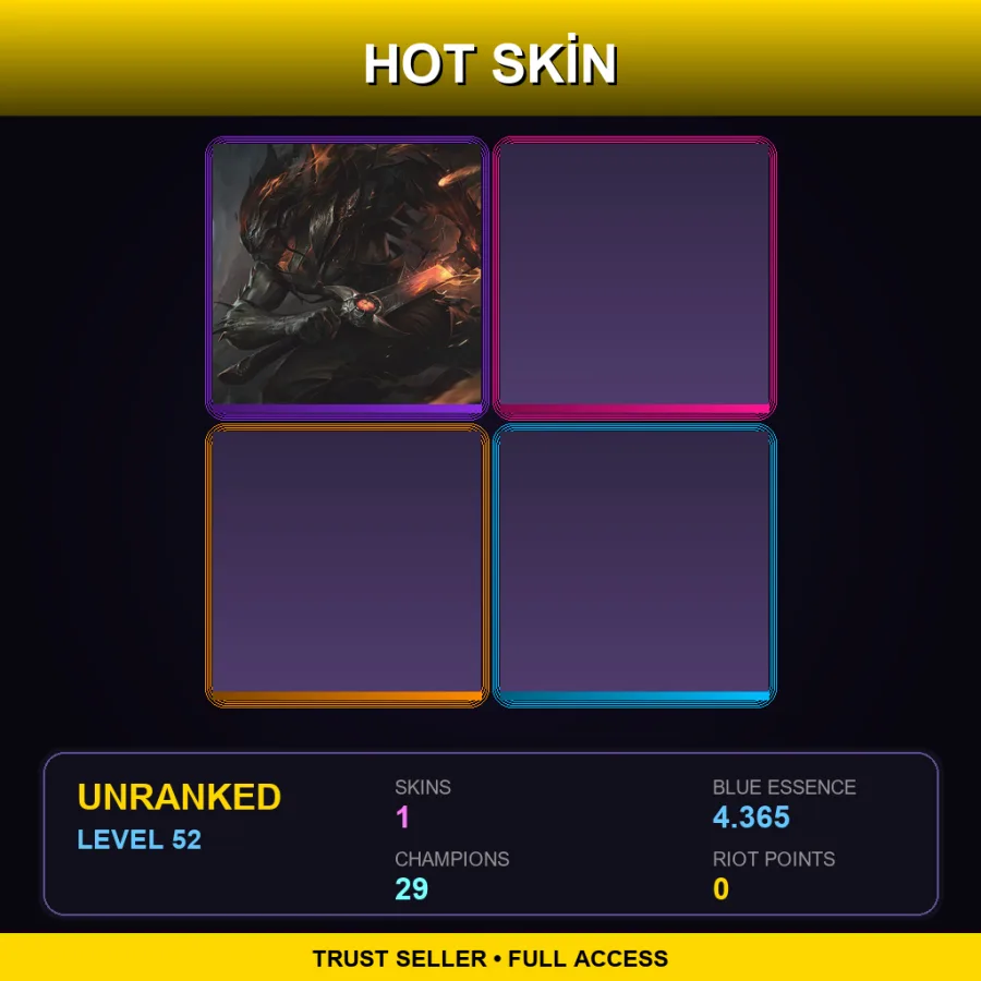 NA | Lv52 | Unranked | 1 Skin | 29 Champ — LoL account
