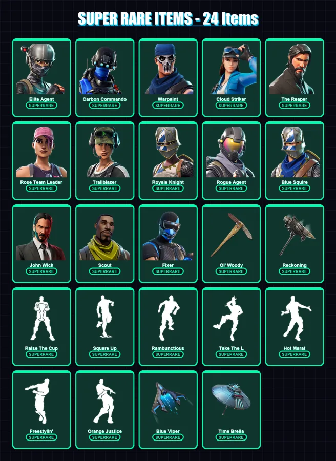 [PS4/PS5/PC] | Elite Agent | Carbon Commando | Warpaint | Cloud Striker | The Reaper | 197 skin | 111 pickaxe | 216 emote | 107 glider | Lv1983