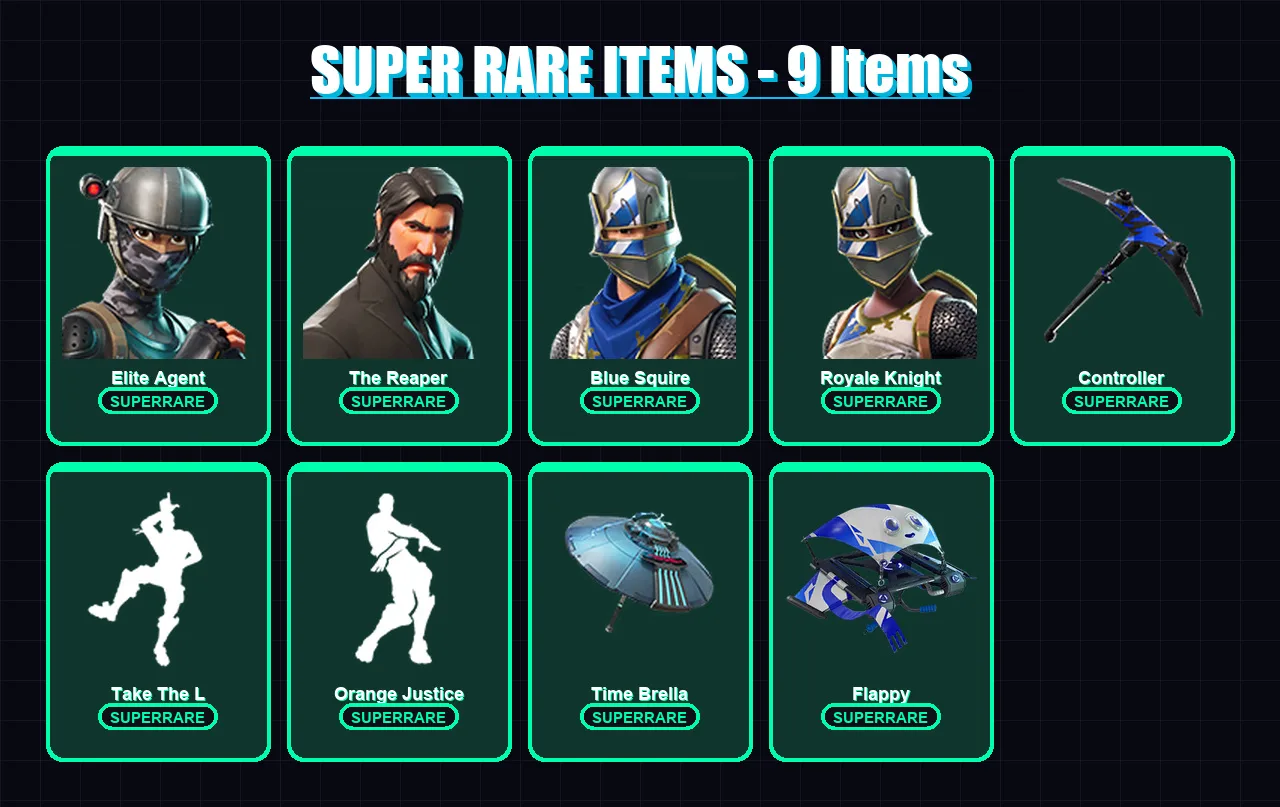 [PC/XBOX/PSN] | Elite Agent | The Reaper | Blue Squire | Royale Knight | Valor | 28 skin | 22 pickaxe | 35 emote | 30 glider | Lv555
