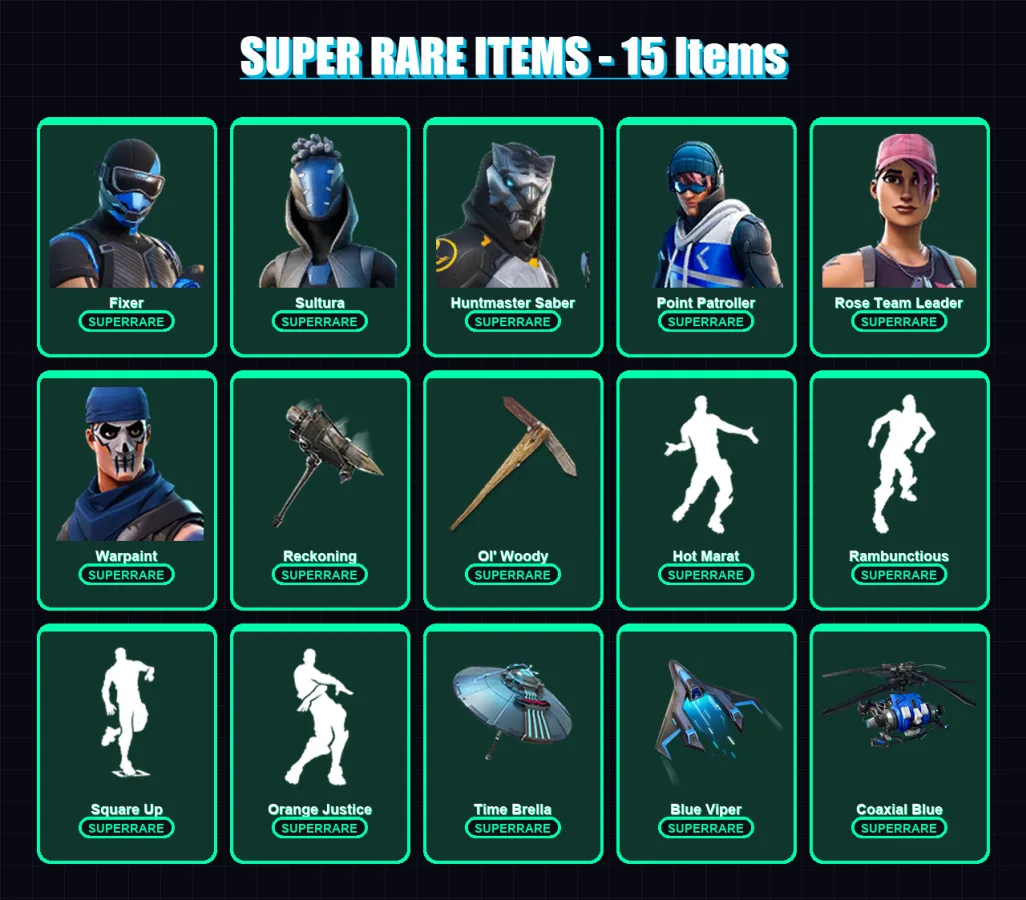 [PC] | Fixer | Sultura | Huntmaster Saber | Point Patroller | Rose Team Leader | 115 skin | 103 pickaxe | 114 emote | 114 glider | Lv1443