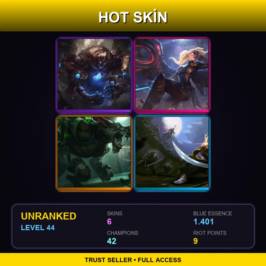 SG | Lv44 | Unranked | 6 Skin | 42 Champ
