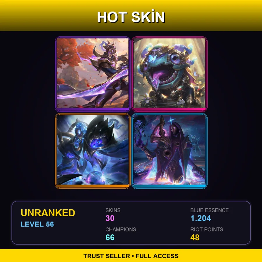 EUNE | Lv56 | Unranked | 30 Skin | 66 Champ