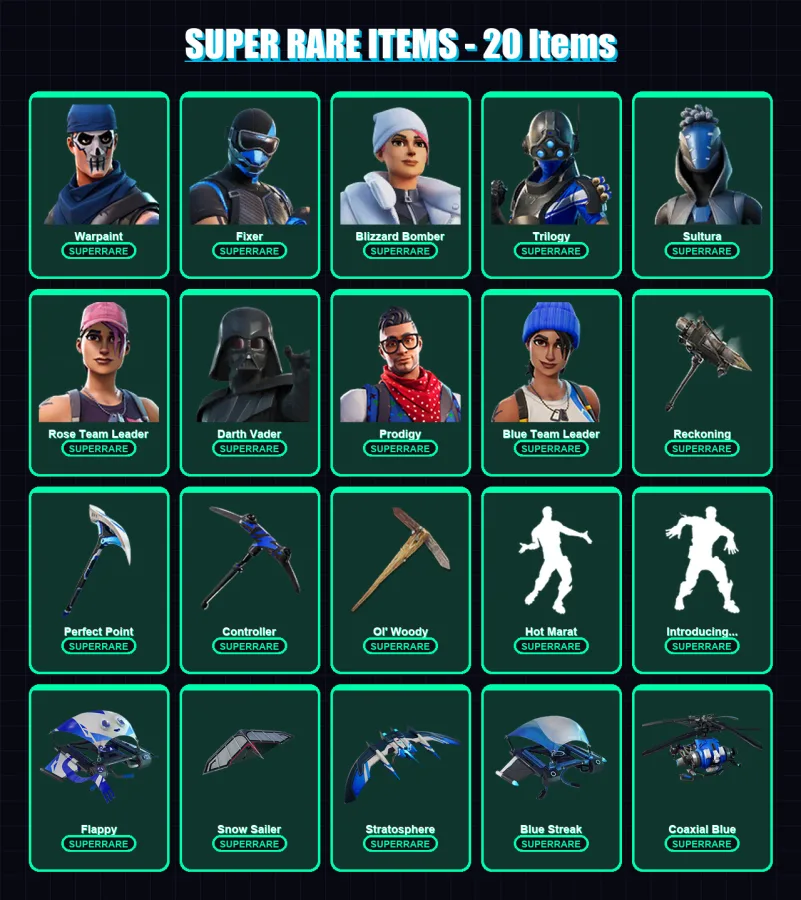 [PS4/PS5/XBOX/PC] | Warpaint | Fixer | Blizzard Bomber | Trilogy | Sultura | 317 skin | 320 pickaxe | 287 emote | 258 glider | Lv3752