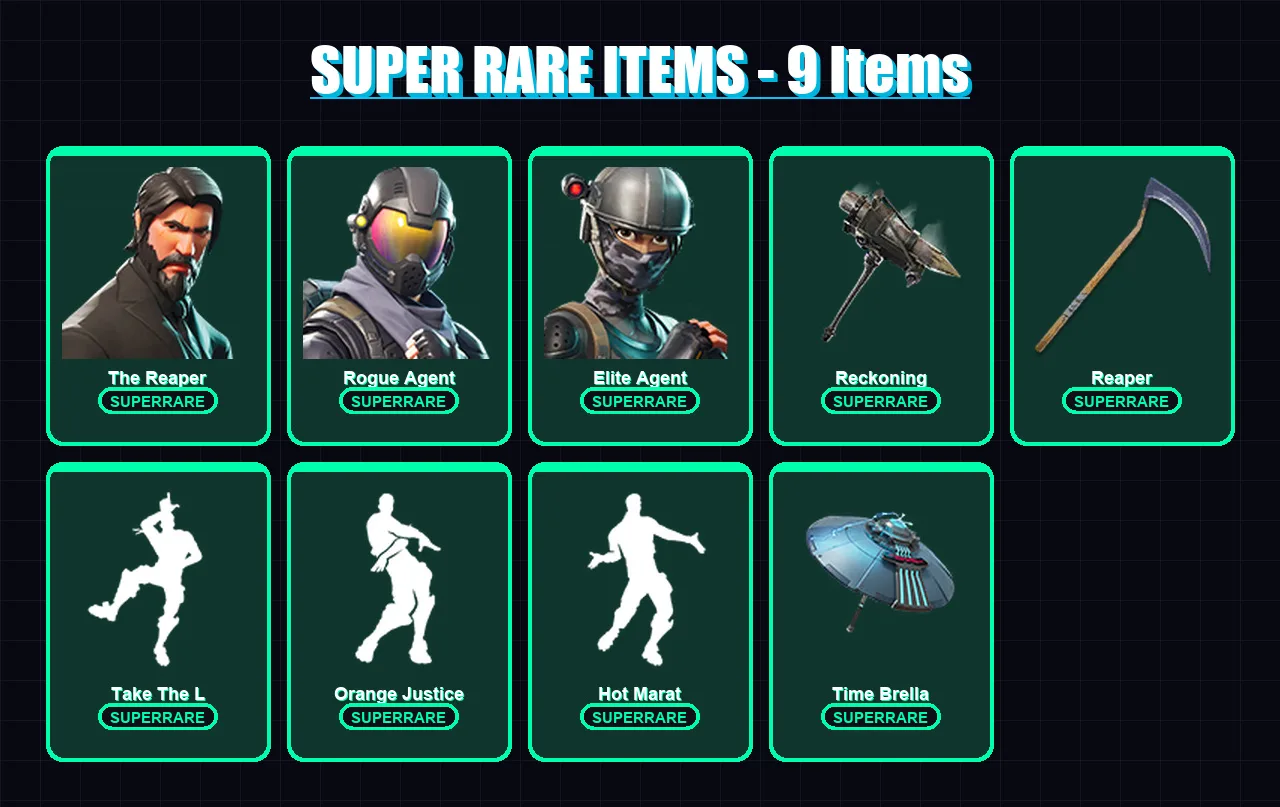 [PC/XBOX/PSN] | The Reaper | Rogue Agent | Elite Agent | Lynx | Valor | 76 skin | 105 pickaxe | 89 emote | 102 glider | Lv1814