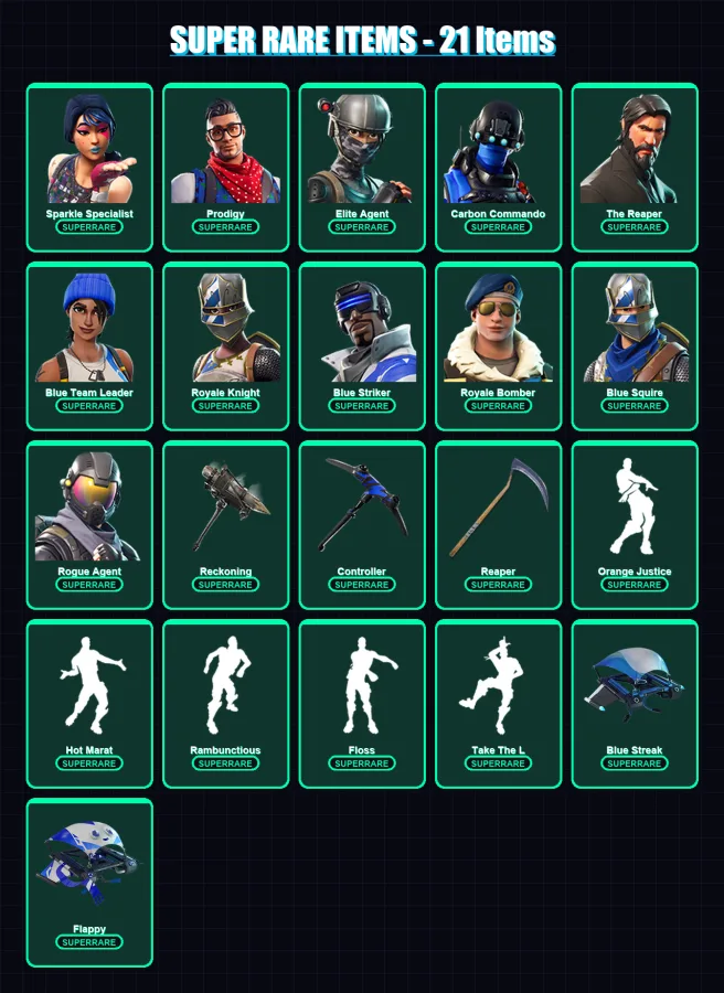 [PS4/PS5/XBOX/PC] | Sparkle Specialist | Prodigy | Elite Agent | Carbon Commando | The Reaper | 97 skin | 49 pickaxe | 98 emote | 46 glider | Lv571 — Fortnite account