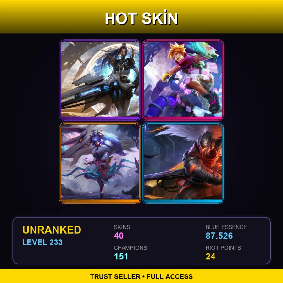 VN | Lv233 | Unranked | 40 Skin | 151 Champ