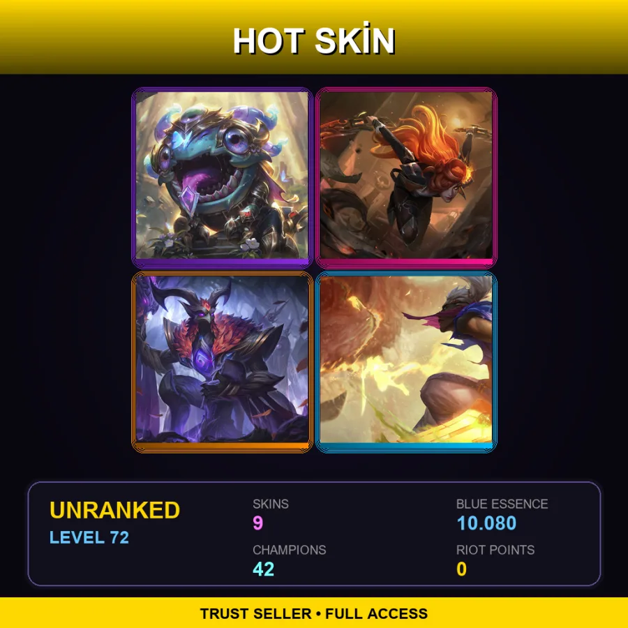 LAN | Lv72 | Unranked | 9 Skin | 42 Champ