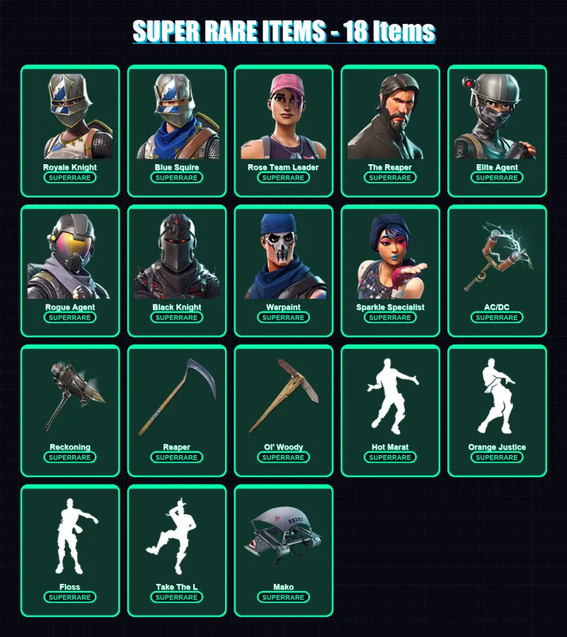 [PC/PSN] | Royale Knight | Blue Squire | Rose Team Leader | The Reaper | Elite Agent | 85 skin | 78 pickaxe | 63 emote | 73 glider | Lv697