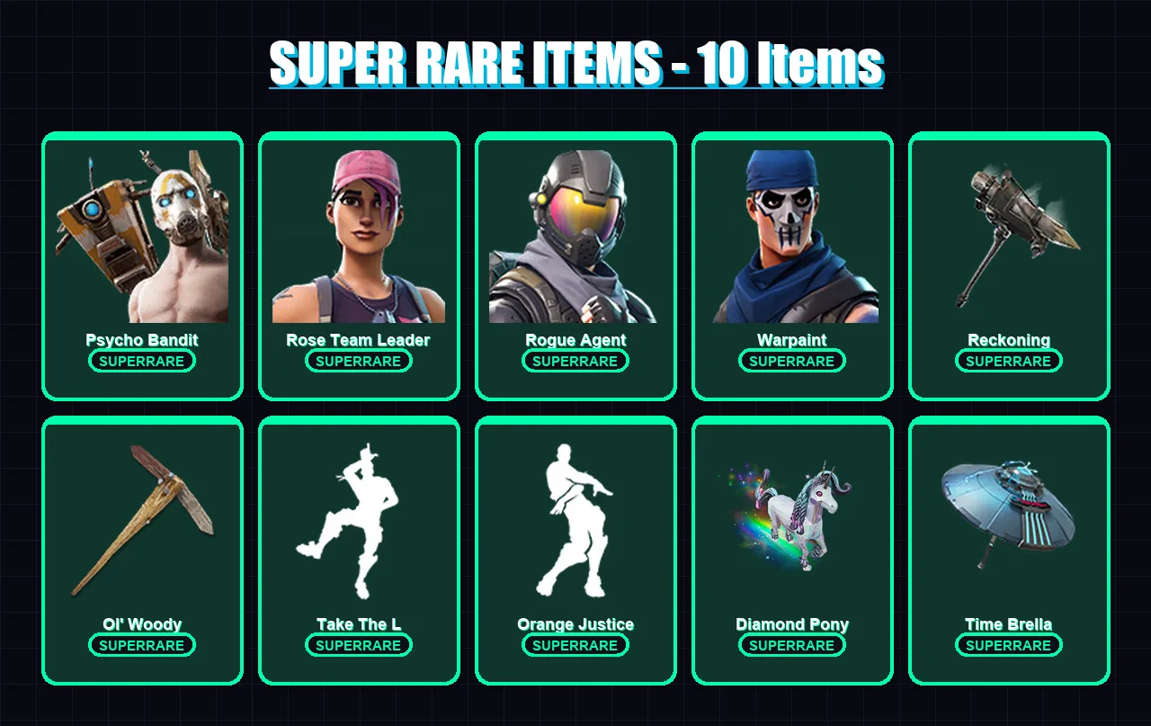 [PC/XBOX] | Psycho Bandit | Rose Team Leader | Rogue Agent | Warpaint | Twyn | 143 skin | 155 pickaxe | 172 emote | 126 glider | Lv1239