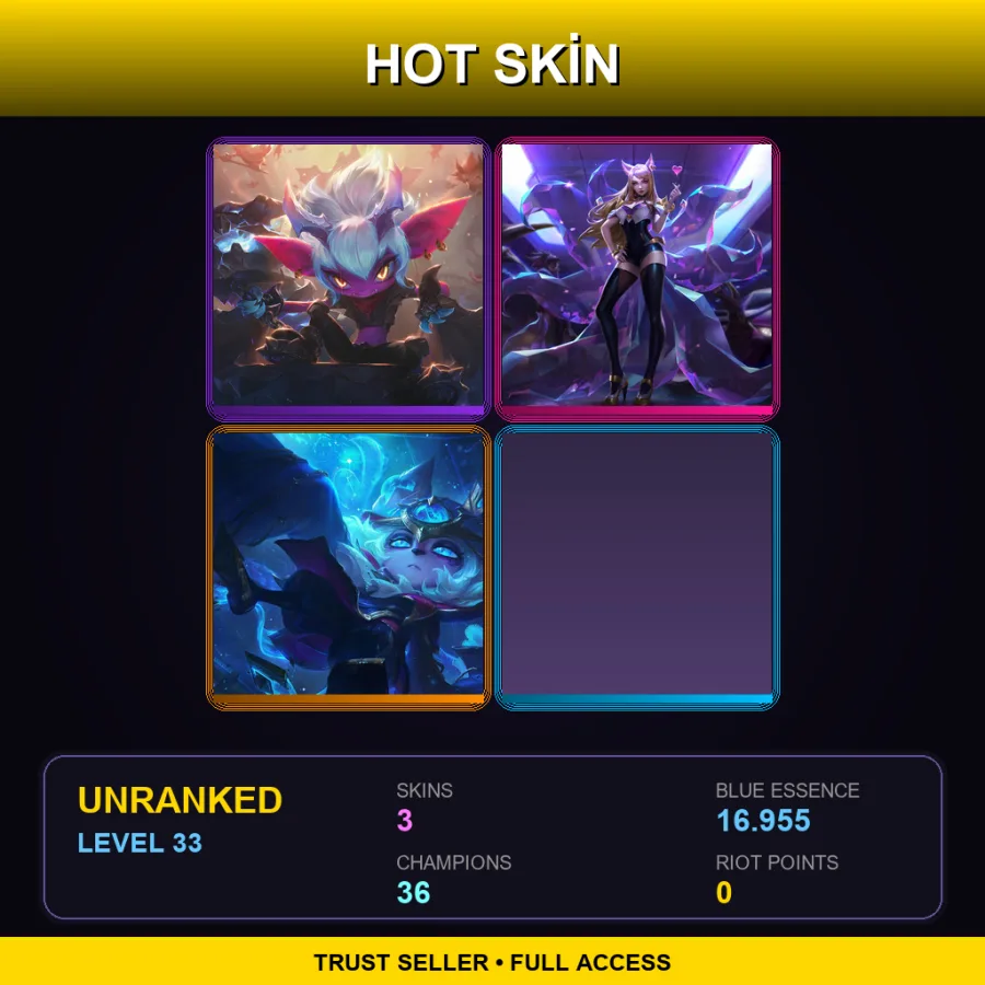EUNE | Lv33 | Unranked | 3 Skin | 36 Champ