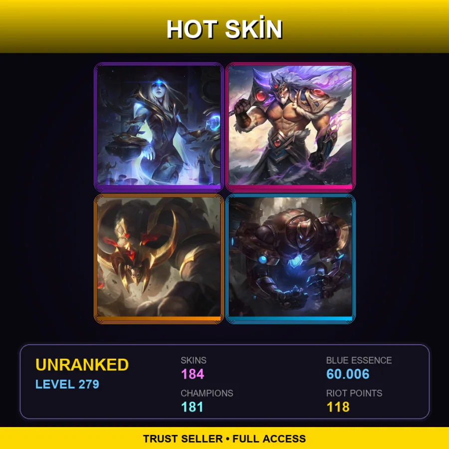 BR | Lv279 | Unranked | 184 Skin | 181 Champ