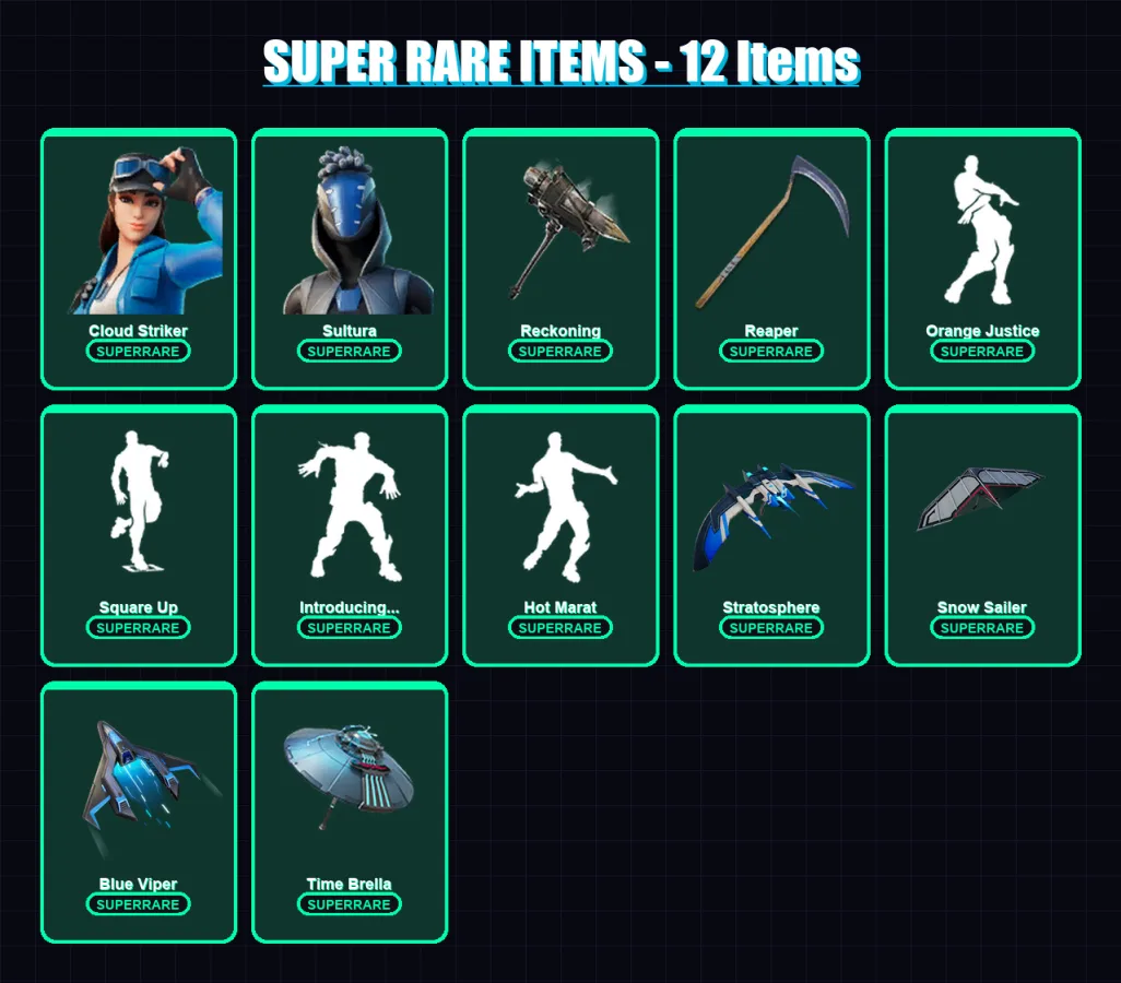 [PC/XBOX] | Cloud Striker | Sultura | Singularity | The Scientist | Sorana | 123 skin | 105 pickaxe | 108 emote | 118 glider | Lv1544