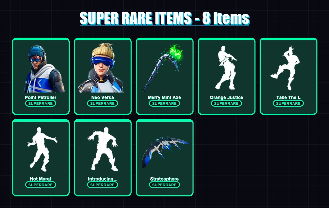 [PC/XBOX] | Point Patroller | Neo Versa | Deadpool | Drift | Fade | 42 skin | 50 pickaxe | 55 emote | 53 glider | Lv778