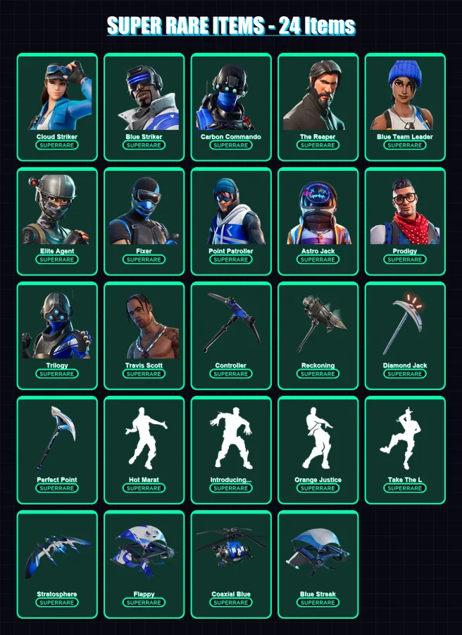 [PS4/PS5/XBOX/PC] | Cloud Striker | Blue Striker | Carbon Commando | 126 skin | Lv1384