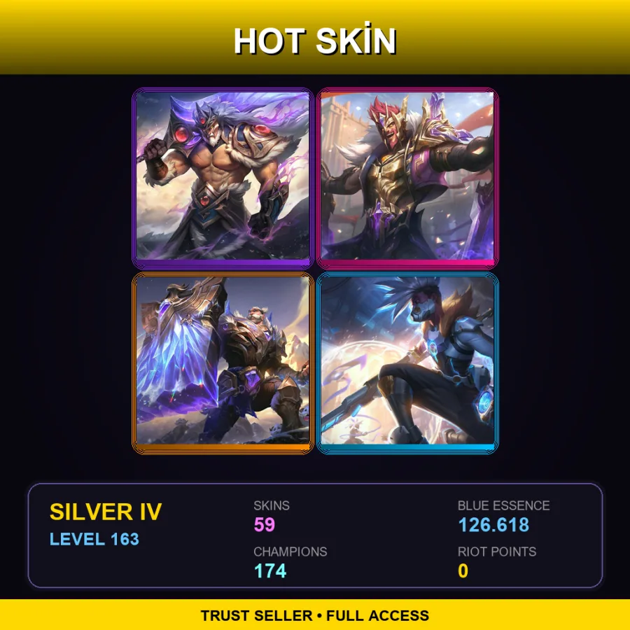 SG | Lv163 | Silver IV | 59 Skin | 174 Champ — LoL account