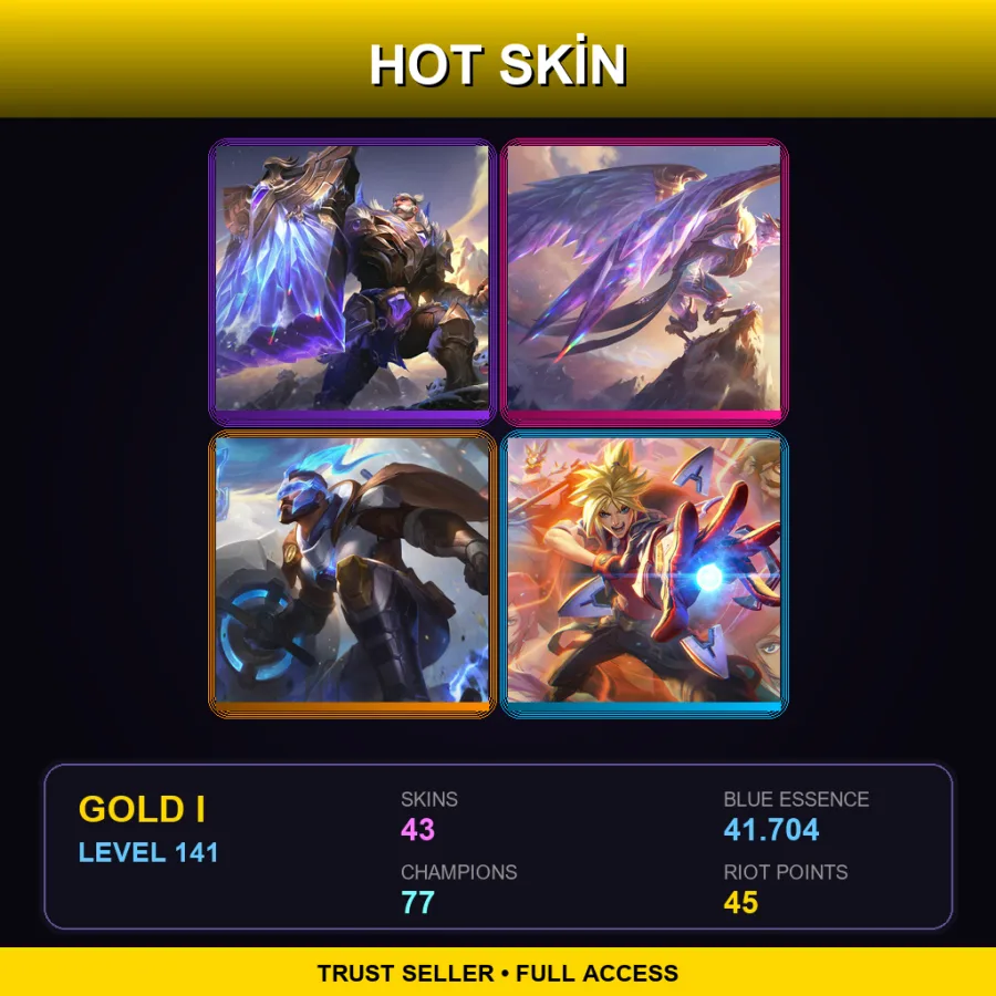 EUNE | Lv141 | Gold I | 43 Skin | 77 Champ
