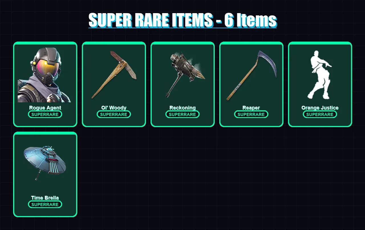 [PC] | Rogue Agent | Spectra Knight | Omegarok | Carbide | Frozen Raven | 73 skin | 106 pickaxe | 92 emote | 85 glider | Lv1171 — Fortnite account