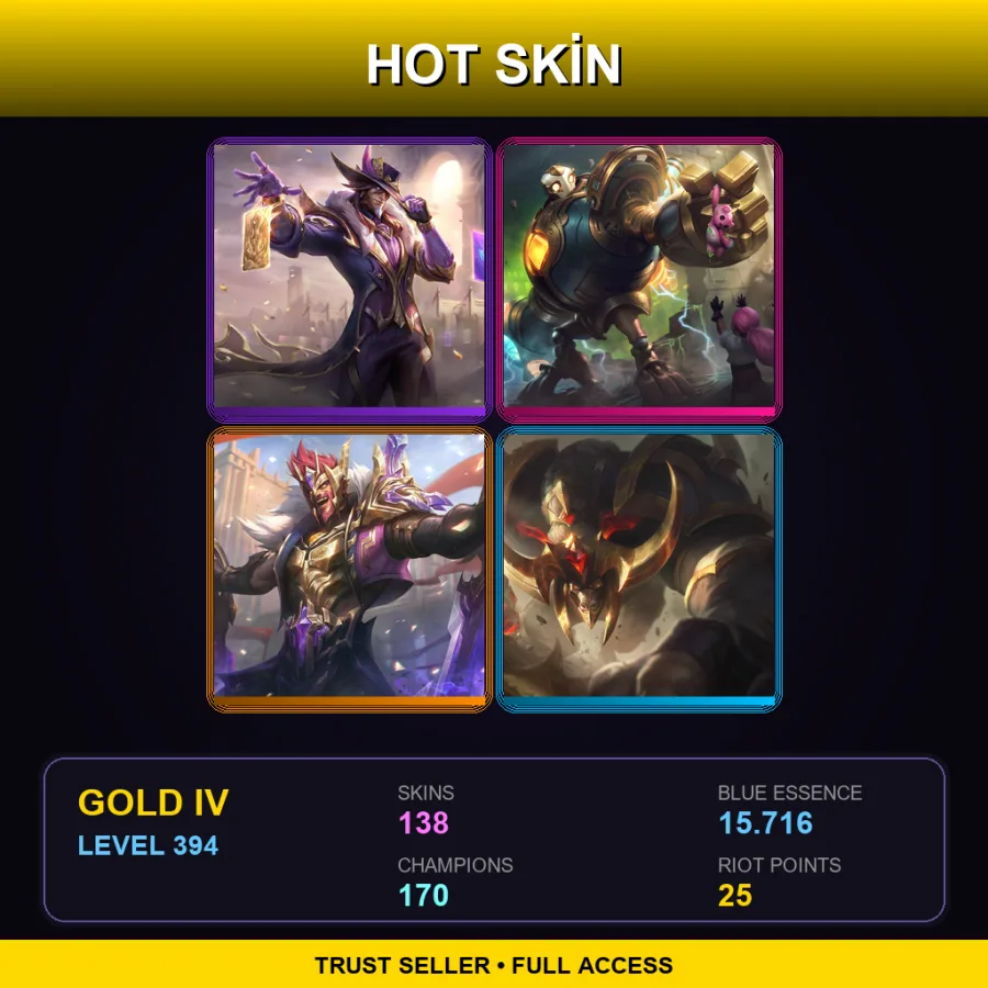 EUNE | Lv394 | Gold IV | 138 Skin | 170 Champ — LoL account