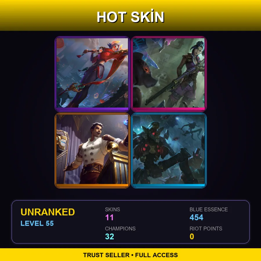 LAS | Lv55 | Unranked | 11 Skin | 32 Champ — Arcane Enemy Jinx