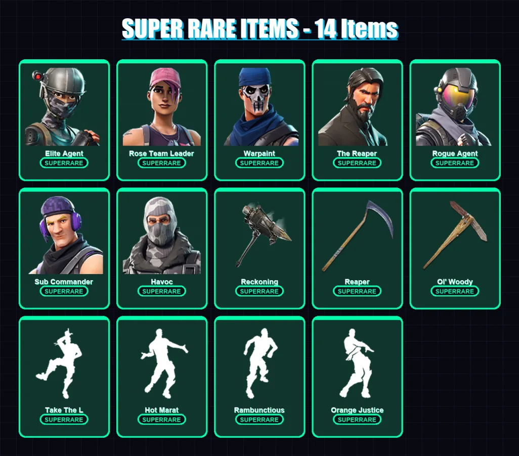 [PC/XBOX/PSN] | Elite Agent | Rose Team Leader | Warpaint | The Reaper | Rogue Agent | 62 skin | 52 pickaxe | 75 emote | 48 glider | Lv600 — Fortnite account