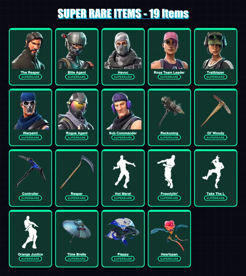 [PC/XBOX] | The Reaper | Elite Agent | Havoc | Rose Team Leader | Trailblazer | 72 skin | 69 pickaxe | 66 emote | 75 glider | Lv843