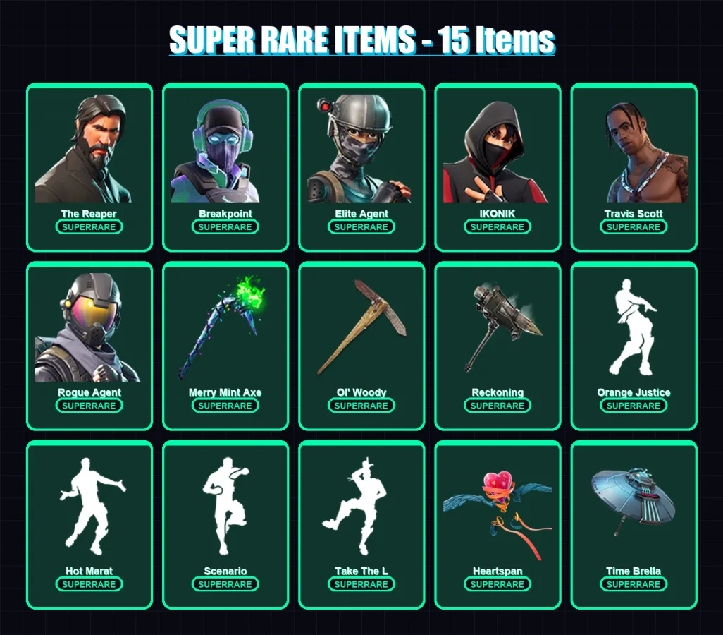 [PC/XBOX/PSN] | The Reaper | Breakpoint | Elite Agent | IKONIK | Travis Scott | 121 skin | 107 pickaxe | 115 emote | 104 glider | Lv1490 — Fortnite account