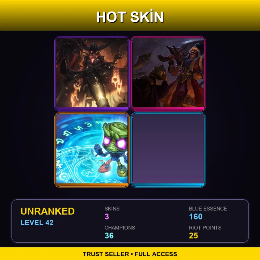 LAN | Lv42 | Unranked | 3 Skin | 36 Champ — Sultan Tryndamere