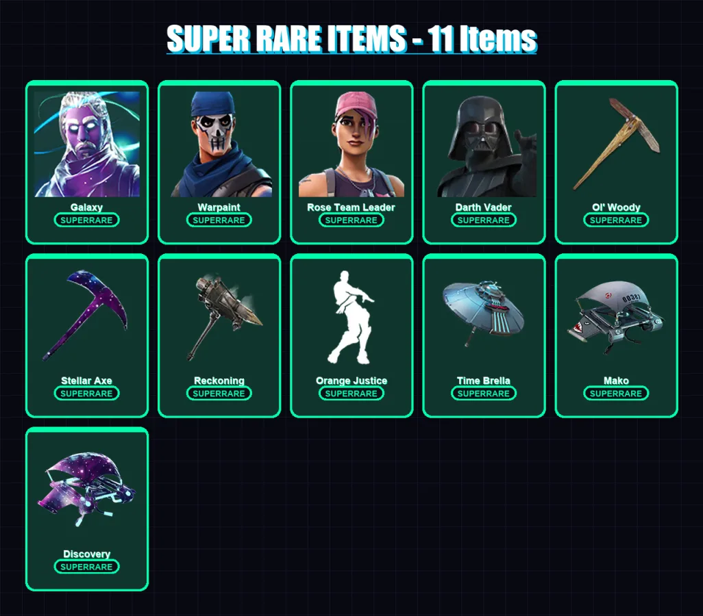 [PS4/PS5/XBOX/PC] | Galaxy | Warpaint | Rose Team Leader | Darth Vader | Lynx | 138 skin | 142 pickaxe | 131 emote | 140 glider | Lv2273