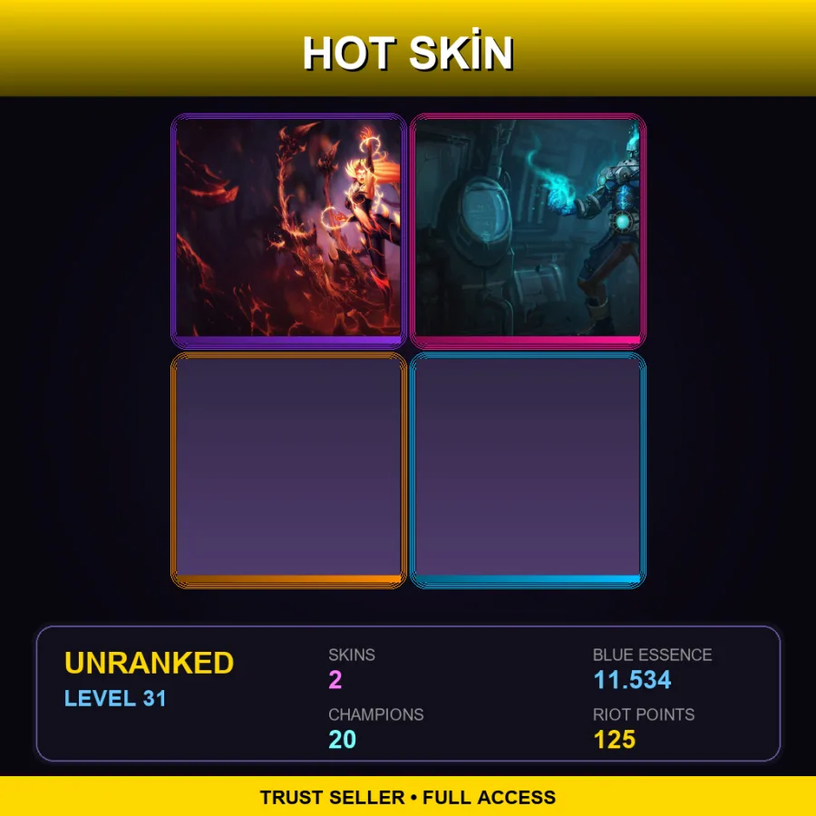 NA | Lv31 | Unranked | 2 Skin | 20 Champ — LoL account