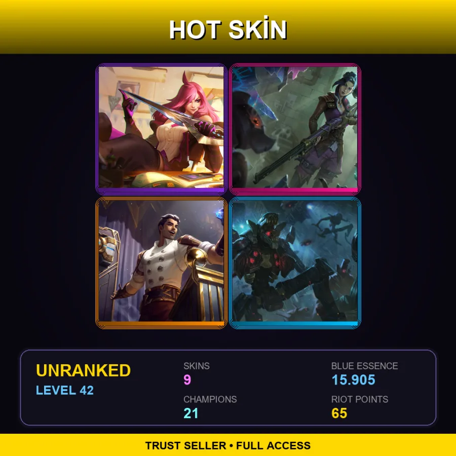 EUNE | Lv42 | Unranked | 9 Skin | 21 Champ — LoL account