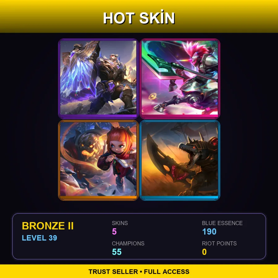 EUNE | Lv39 | Bronze II | 5 Skin | 55 Champ