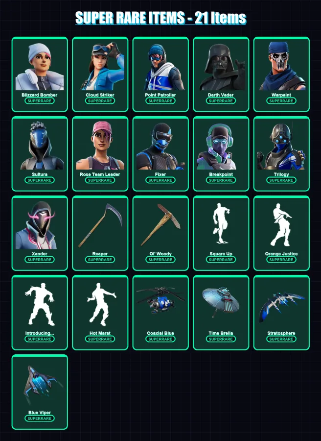 [PC] | Blizzard Bomber | Cloud Striker | Point Patroller | Darth Vader | Warpaint | 279 skin | 263 pickaxe | 277 emote | 214 glider | Lv3399