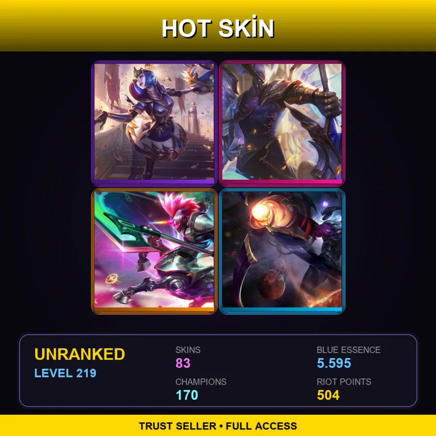 TR | Victorious Orianna | Victorious Aatrox | Arcade Hecarim | Dark Star Varus | 83 Skin | 170 Champ | Lv219