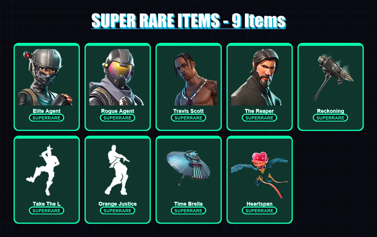 [PS4/PS5/XBOX/PC] | Elite Agent | Rogue Agent | Travis Scott | The Reaper | Drift | 74 skin | 81 pickaxe | 88 emote | 90 glider | Lv1562