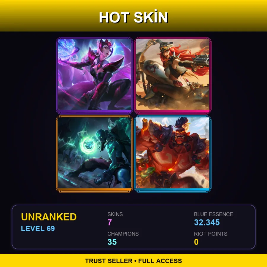 EUW | Lv69 | Unranked | 7 Skin | 35 Champ — LoL account