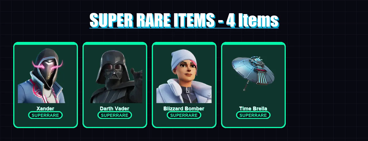 [PS4/PS5/XBOX/PC] | Xander | Darth Vader | Blizzard Bomber | Twyn | Snap | 49 skin | 54 pickaxe | 35 emote | 46 glider | Lv654