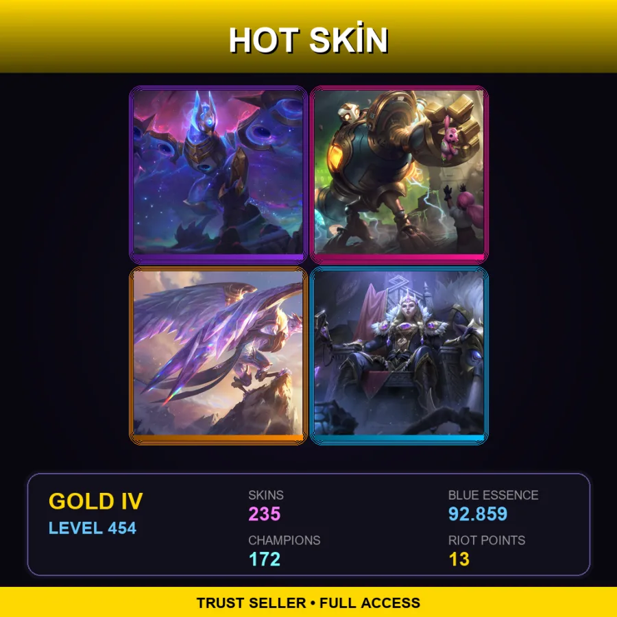 LAS | Lv454 | Gold IV | 235 Skin | 172 Champ