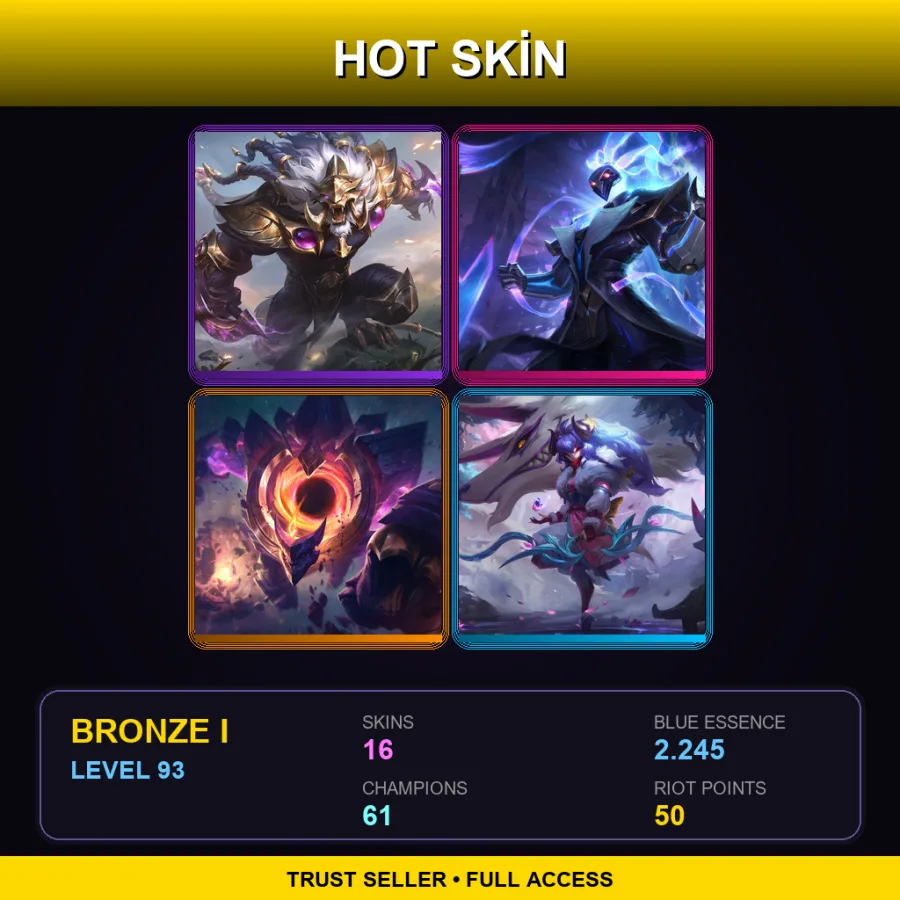 EUNE | Lv93 | Bronze I | 16 Skin | 61 Champ