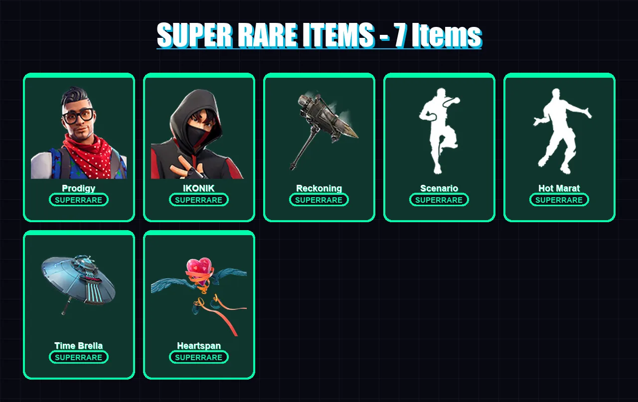 [PC/XBOX/PSN] | Prodigy | IKONIK | Hades | Blackheart | Lynx | 105 skin | 132 pickaxe | 140 emote | 105 glider | Lv1606