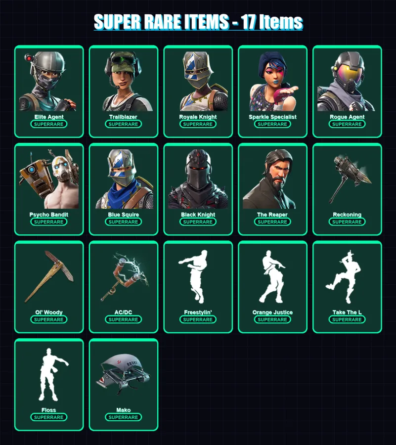 [PC/PSN] | Elite Agent | Trailblazer | Royale Knight | Sparkle Specialist | Rogue Agent | 93 skin | 53 pickaxe | 68 emote | 56 glider | Lv597
