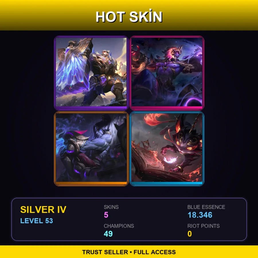 EUW | Lv53 | Silver IV | 5 Skin | 49 Champ