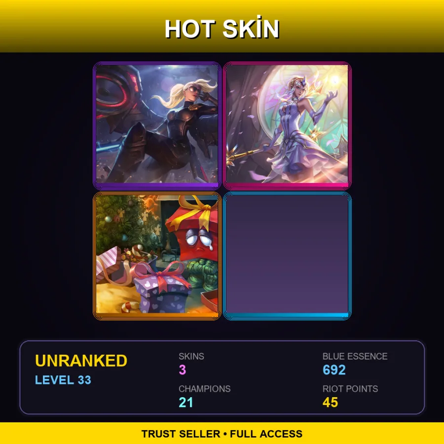EUNE | Riot Kayle | Elementalist Lux | Re-Gifted Amumu | 3 Skin | 21 Champ | Lv33