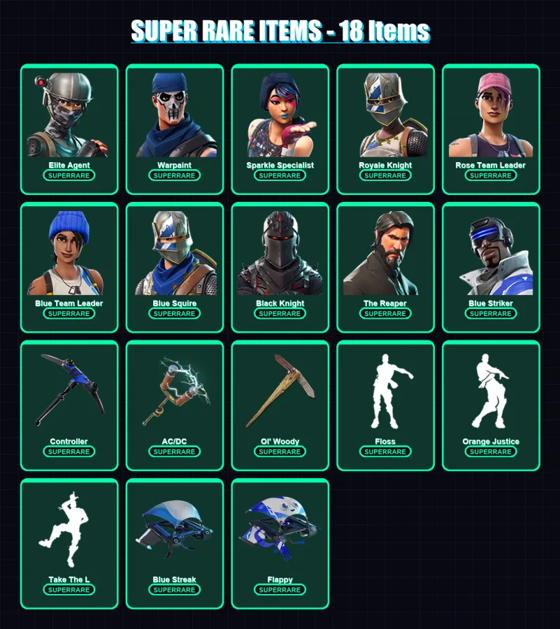 [PC/XBOX] | Elite Agent | Warpaint | Sparkle Specialist | Royale Knight | Rose Team Leader | 38 skin | 25 pickaxe | 30 emote | 29 glider | Lv372
