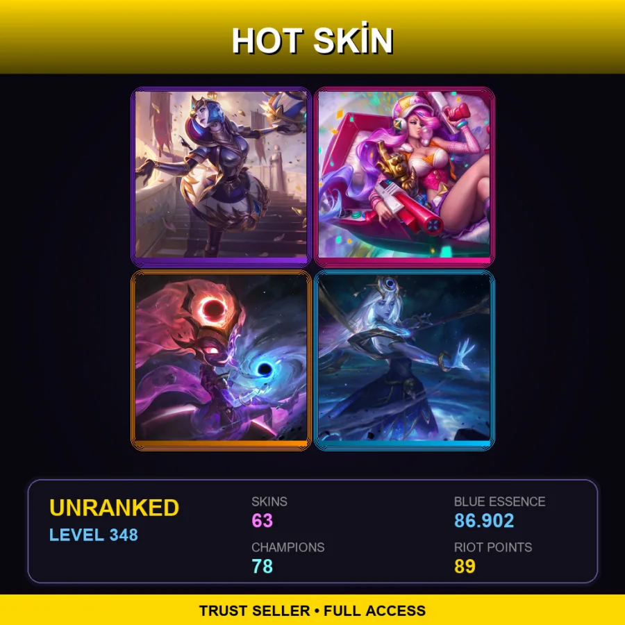 LAS | Lv348 | Unranked | 63 Skin | 78 Champ