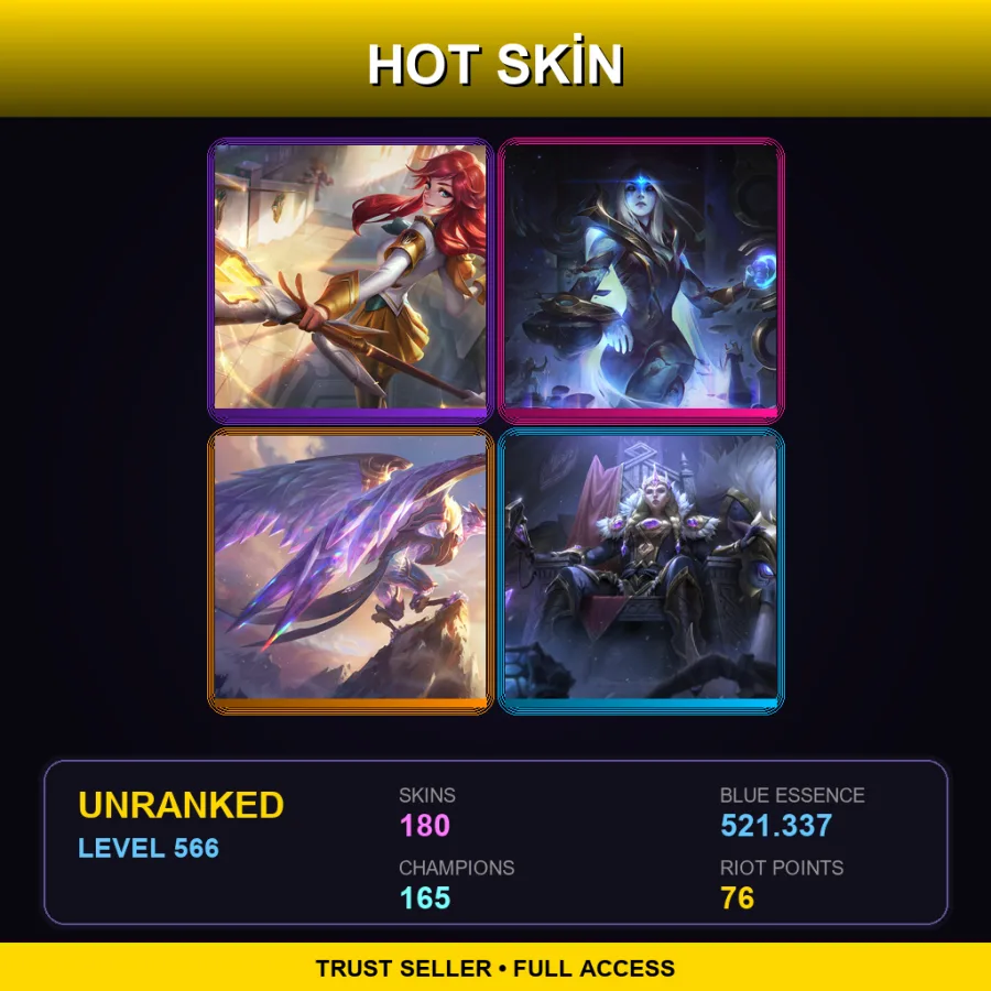 NA | Lv566 | Unranked | 180 Skin | 165 Champ — Unranked / Smurf League of Legends
