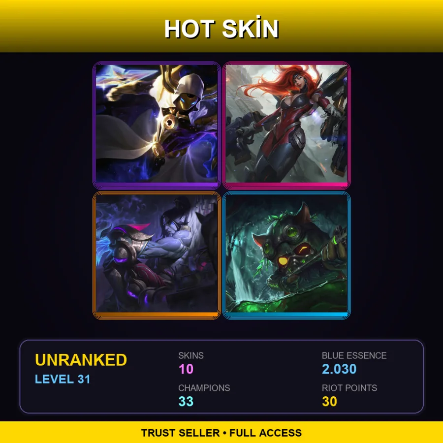 TR | Lv31 | Unranked | 10 Skin | 33 Champ