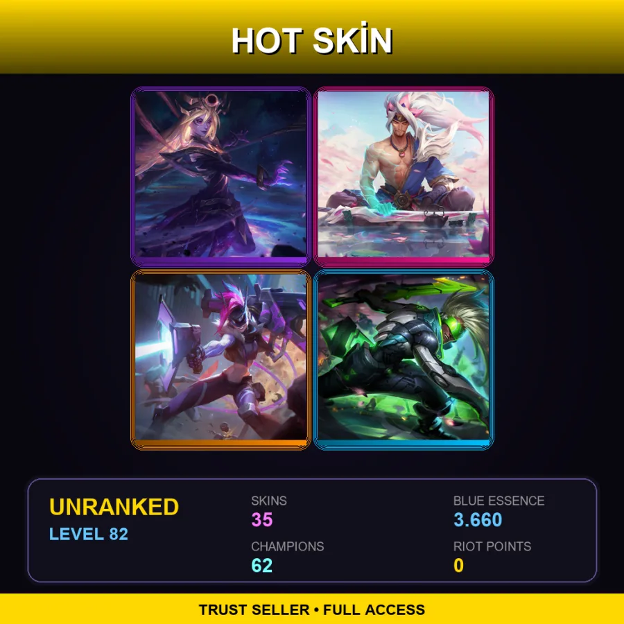 EUNE | Lv82 | Unranked | 35 Skin | 62 Champ