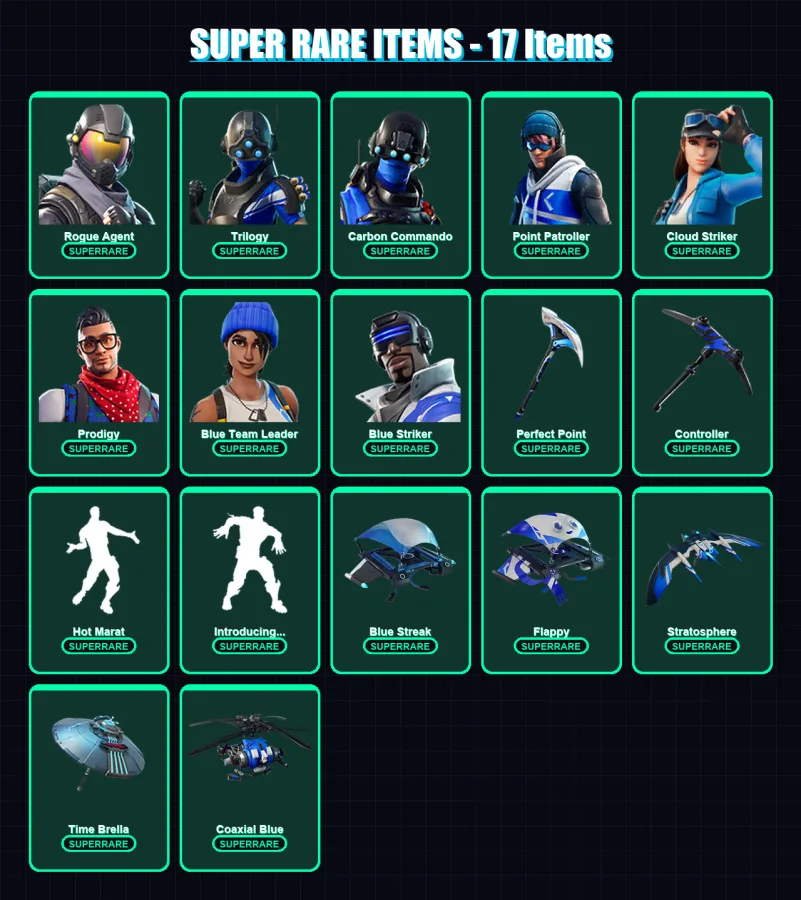 [PC/XBOX/PSN] | Rogue Agent | Trilogy | Carbon Commando | Point Patroller | Cloud Striker | 97 skin | 103 pickaxe | 135 emote | 102 glider | Lv1442