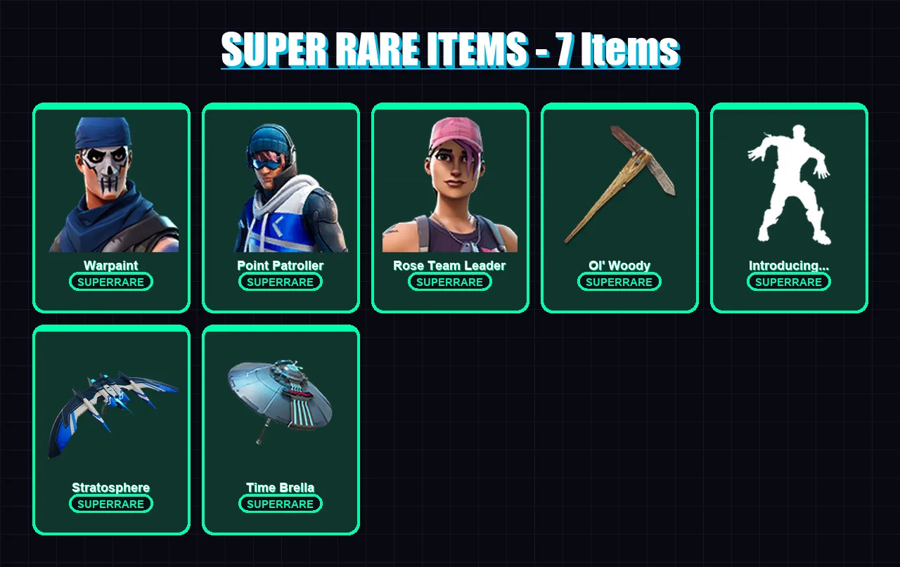 [PC/XBOX/PSN] | Warpaint | Point Patroller | Rose Team Leader | Deadpool | Spire Assassin | 79 skin | 102 pickaxe | 63 emote | 82 glider | Lv941